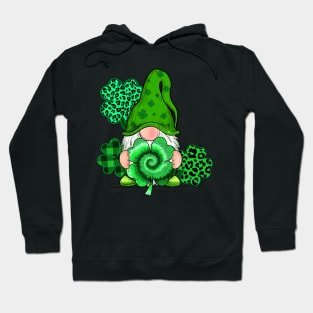 Happy St. Patrick's Day Leopard Tie Dye Shamrock Gnome Hoodie